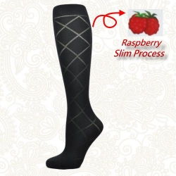 複製-(25131) New Checks Knee Highs Japan Style Raspberry Slim Socks